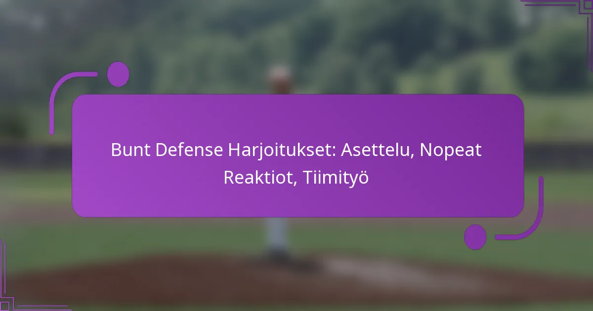 Bunt Defense Harjoitukset: Asettelu, Nopeat Reaktiot, Tiimityö