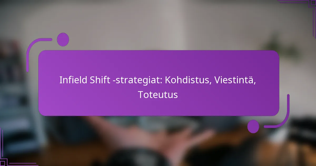 Infield Shift -strategiat: Kohdistus, Viestintä, Toteutus