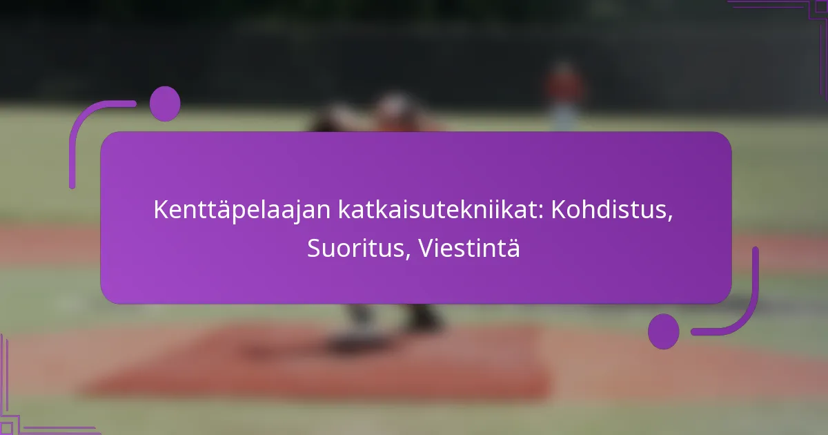 Kenttäpelaajan katkaisutekniikat: Kohdistus, Suoritus, Viestintä