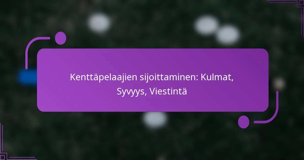 Kenttäpelaajien sijoittaminen: Kulmat, Syvyys, Viestintä