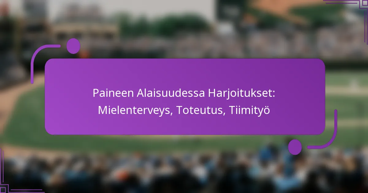 Paineen Alaisuudessa Harjoitukset: Mielenterveys, Toteutus, Tiimityö