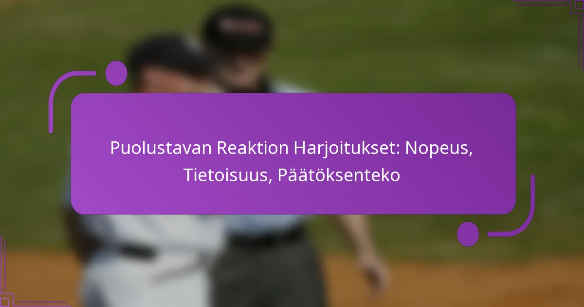 Puolustavan Reaktion Harjoitukset: Nopeus, Tietoisuus, Päätöksenteko