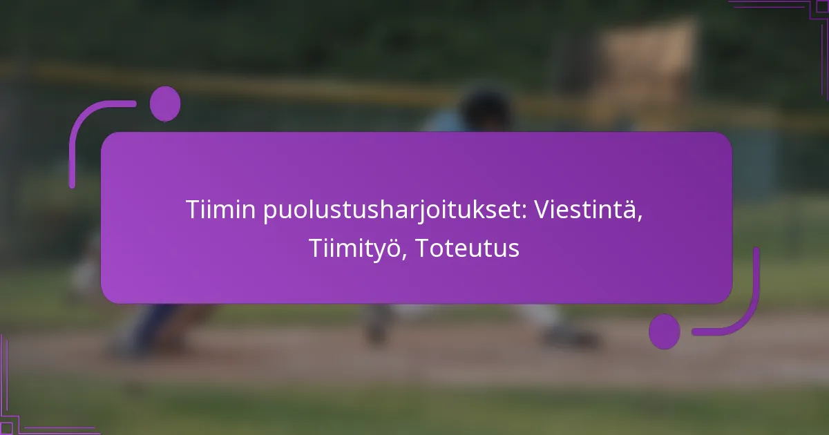 Tiimin puolustusharjoitukset: Viestintä, Tiimityö, Toteutus