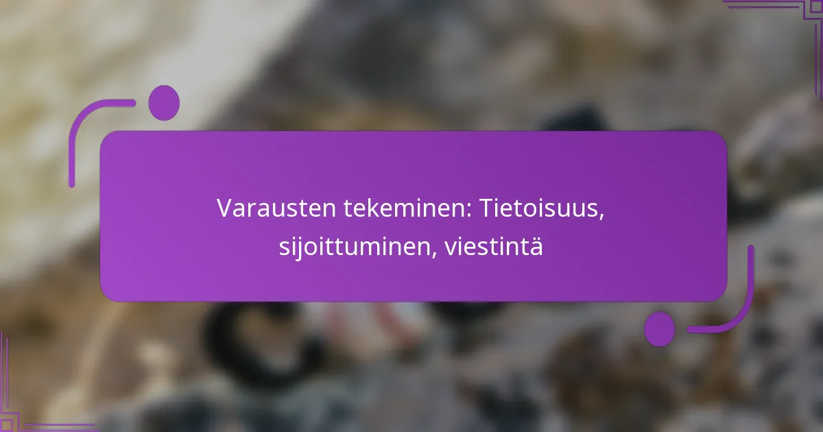 Varausten tekeminen: Tietoisuus, sijoittuminen, viestintä