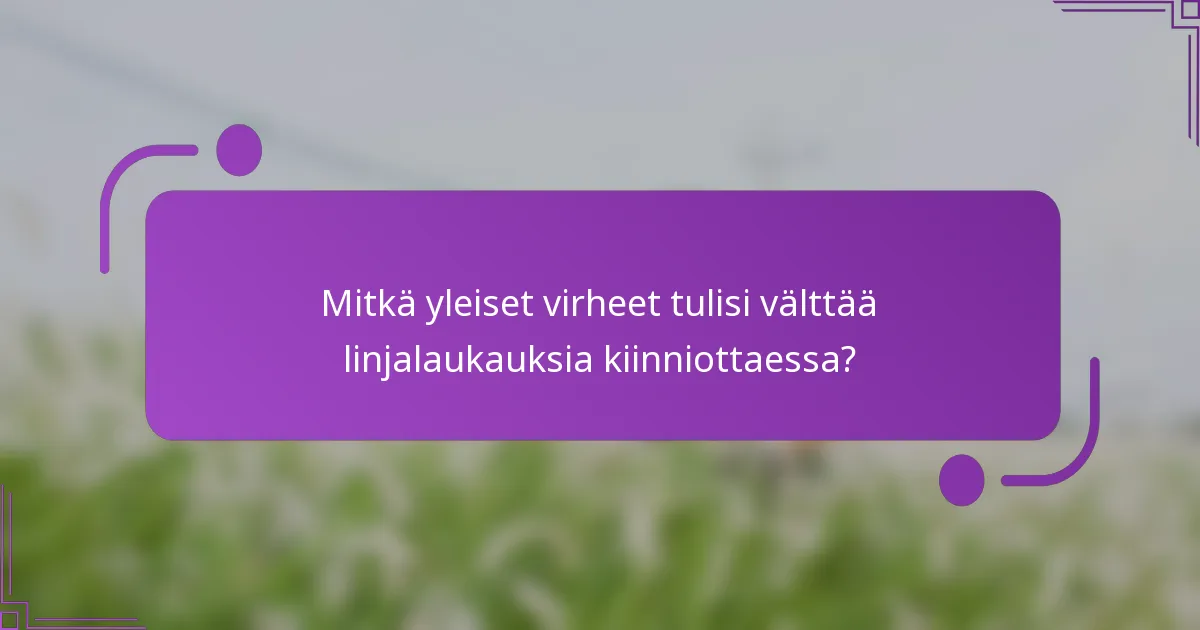 Mitkä yleiset virheet tulisi välttää linjalaukauksia kiinniottaessa?